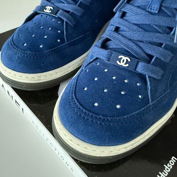 CHANEL Royal Blue Suede Sneakers - Picture 4 of 8